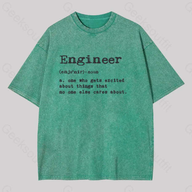 Engineer Definition Geek Washed T-Shirt Grass Green / S