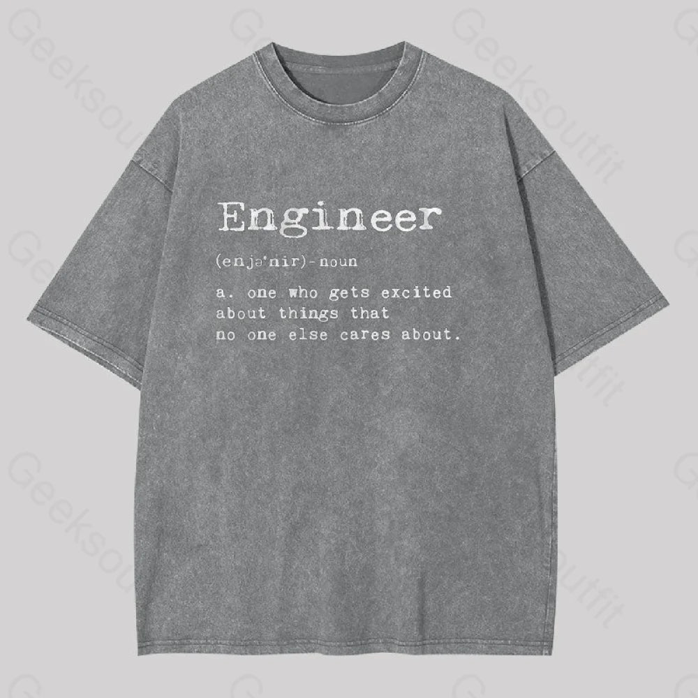 Engineer Definition Geek Washed T-Shirt Grey / S