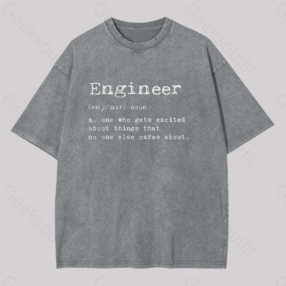 Engineer Definition Geek Washed T-Shirt Grey / S