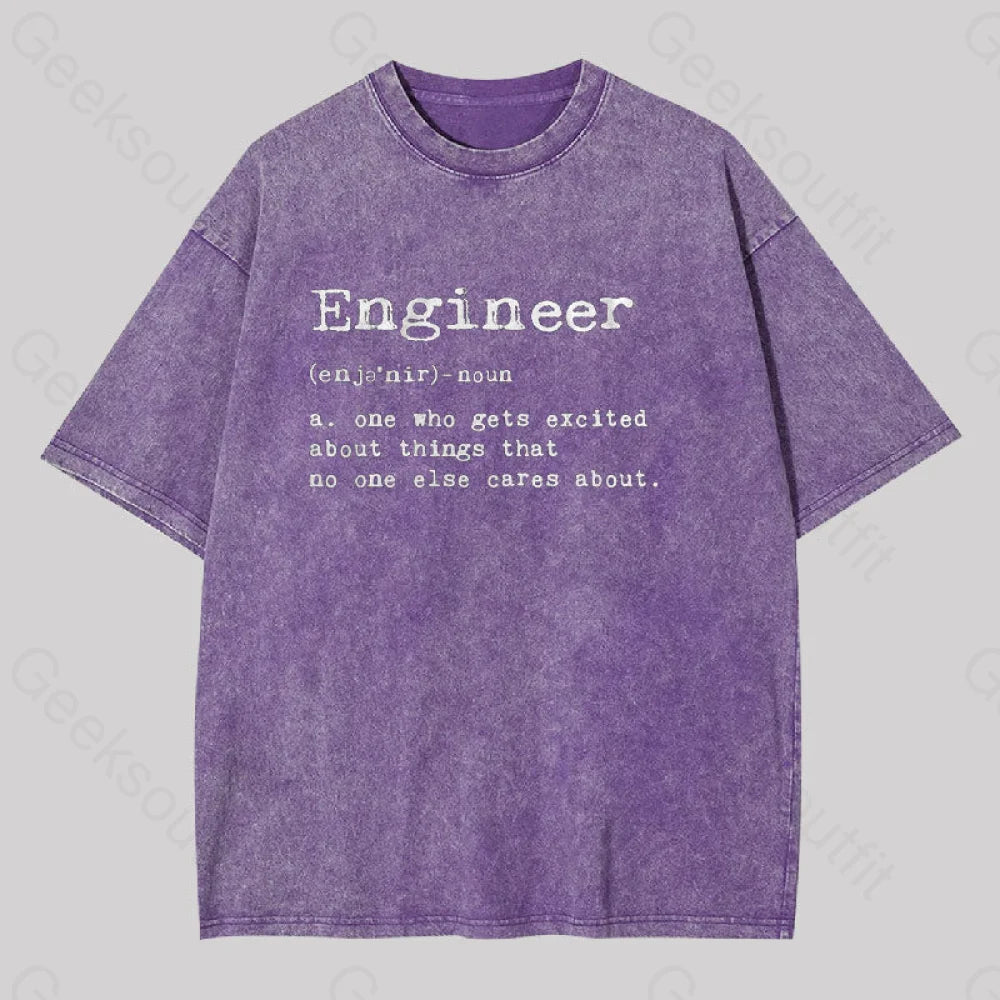 Engineer Definition Geek Washed T-Shirt Purple / S