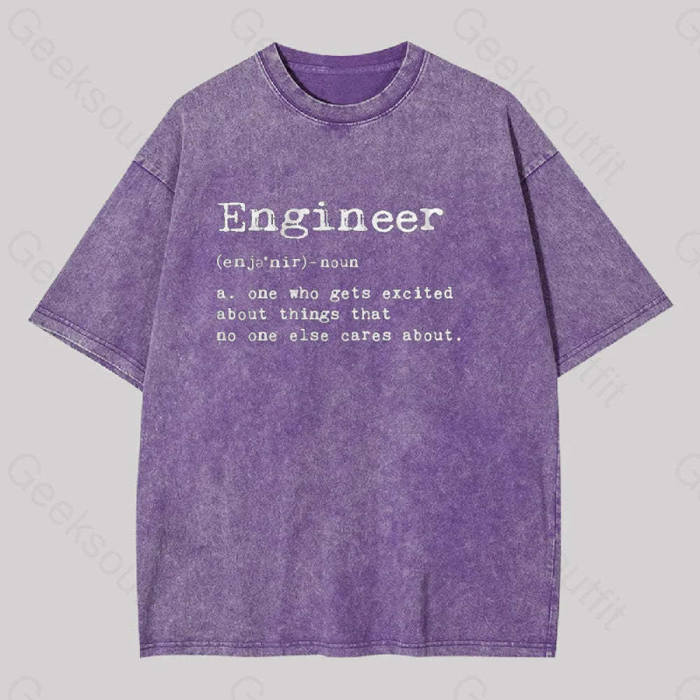 Engineer Definition Geek Washed T-Shirt Purple / S