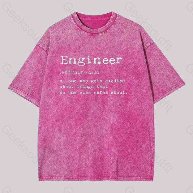 Engineer Definition Geek Washed T-Shirt Rose Red / S
