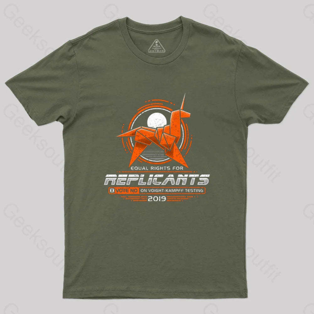 Equal Rights For Replicants T-Shirt Army Green / S