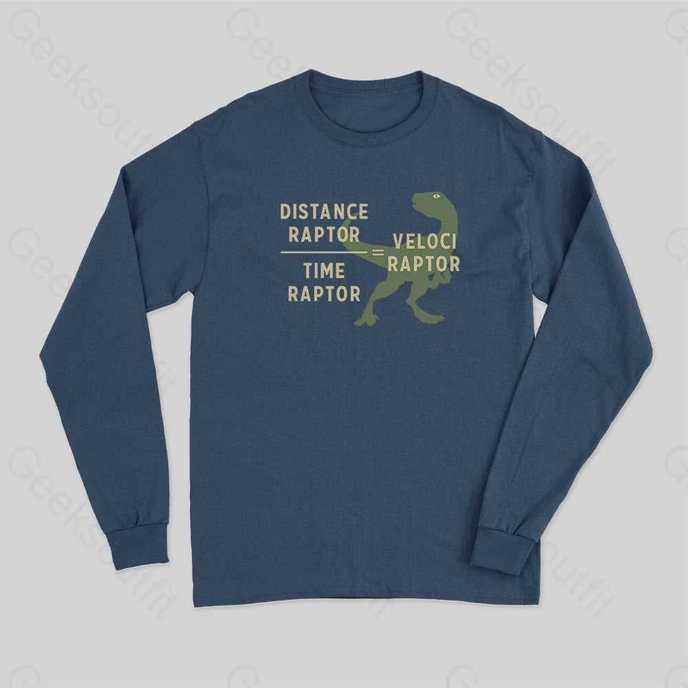 Equations Of Motion Science Velociraptor Long Sleeve T-Shirt Navy / S