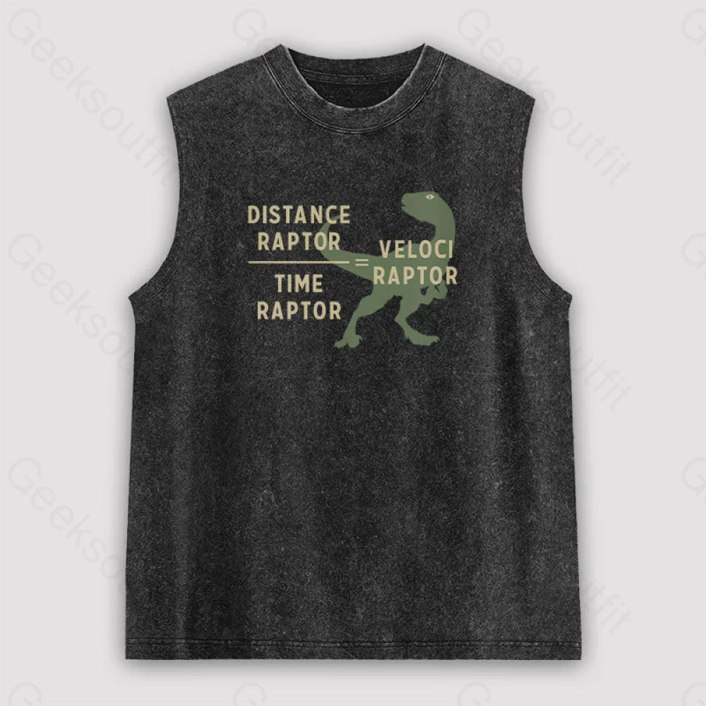 Equations Of Motion Science Velociraptor Unisex Washed Tank Black / S