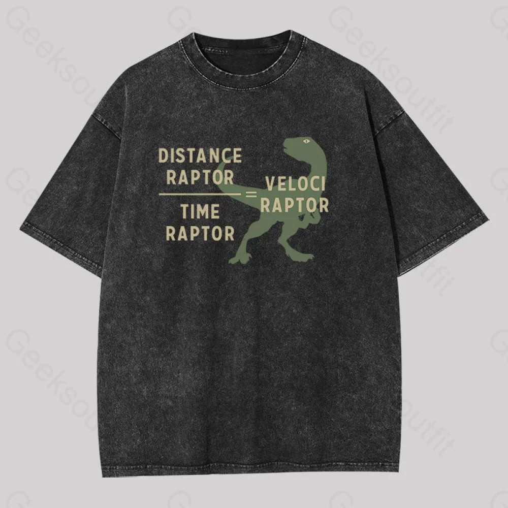 Equations Of Motion Science Velociraptor Washed T-Shirt Black / S