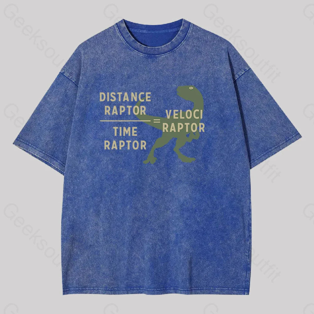Equations Of Motion Science Velociraptor Washed T-Shirt Blue / S