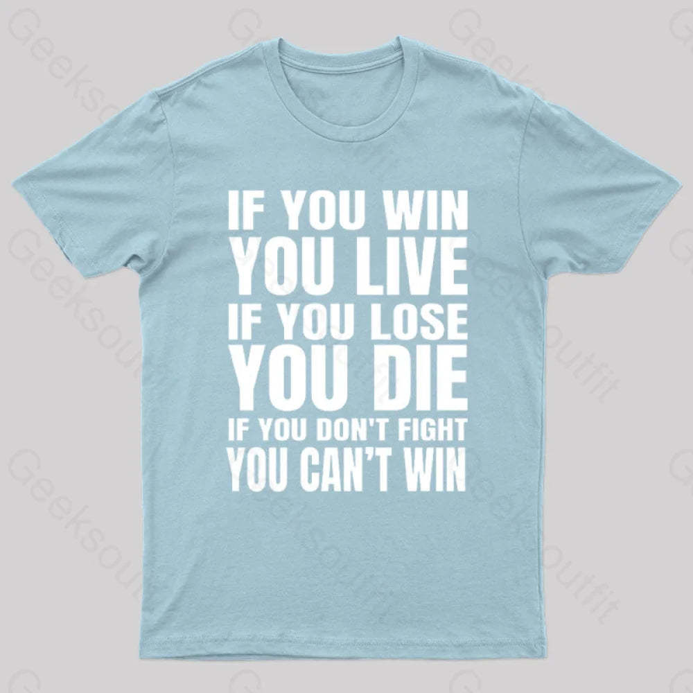 Eren Quotes Geek T-Shirt Light Blue / S