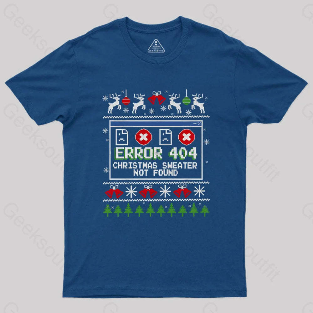 Error 404 Christmas Sweater Not Found Geek T-Shirt Navy / S