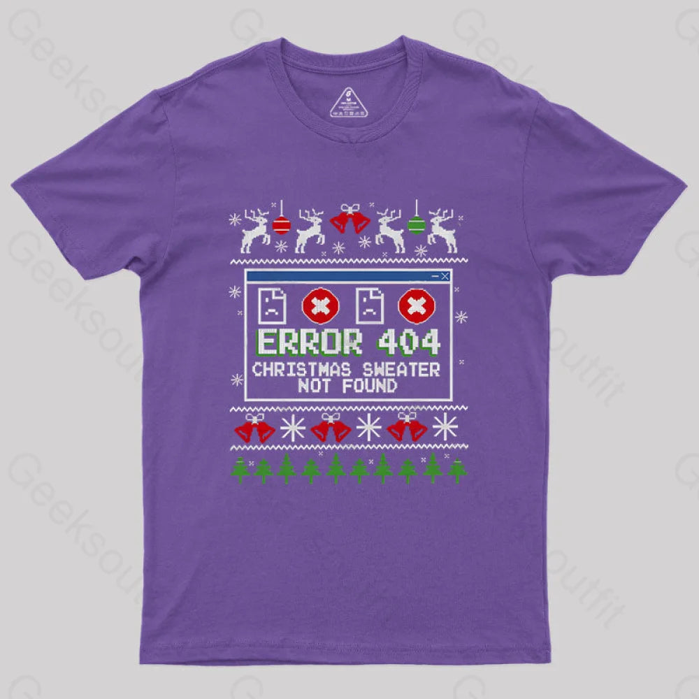 Error 404 Christmas Sweater Not Found Geek T-Shirt Purple / S