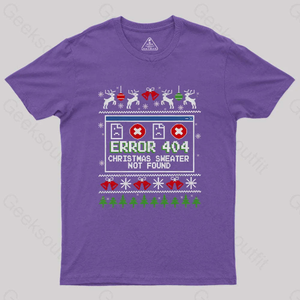 Error 404 Christmas Sweater Not Found Geek T-Shirt Purple / S