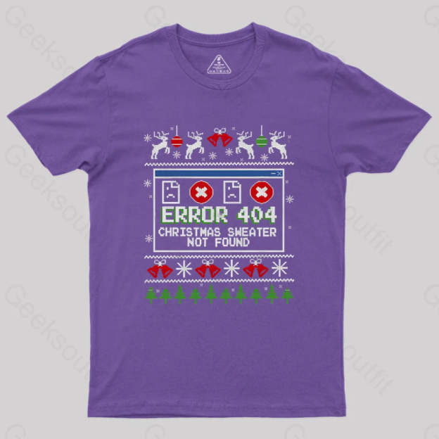 Error 404 Christmas Sweater Not Found Geek T-Shirt Purple / S