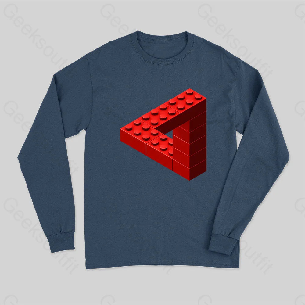 Escher Toy Bricks Long Sleeve T-Shirt Navy / S