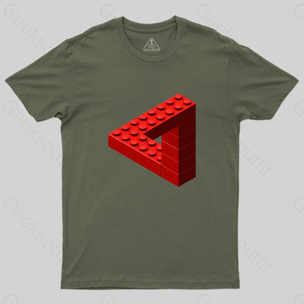 Escher Toy Bricks T-Shirt Army Green / S