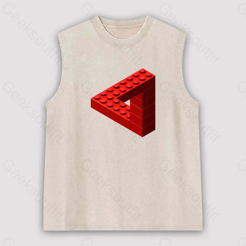 Escher Toy Bricks Unisex Washed Tank Apricot / S
