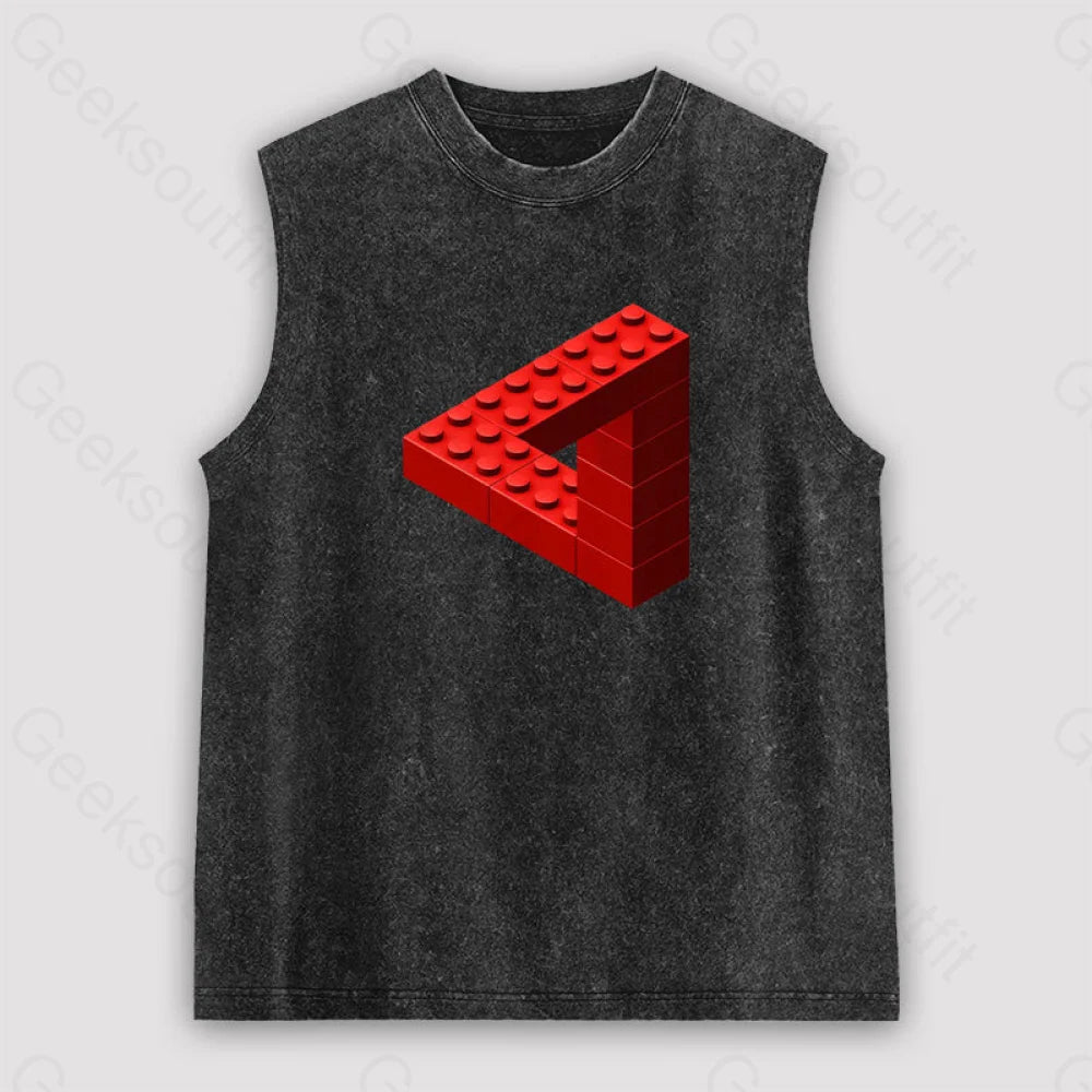Escher Toy Bricks Unisex Washed Tank Black / S