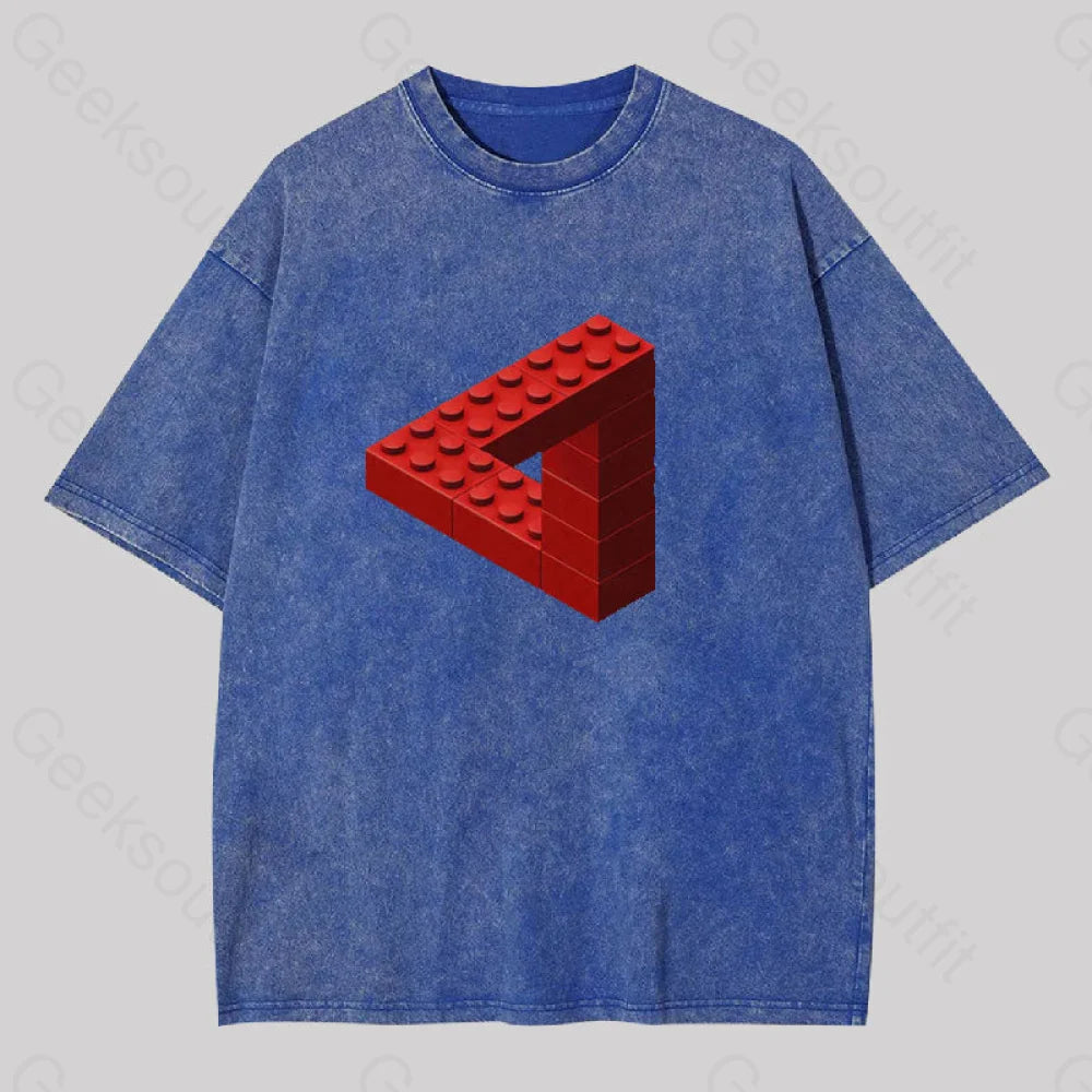Escher Toy Bricks Washed T-Shirt Blue / S