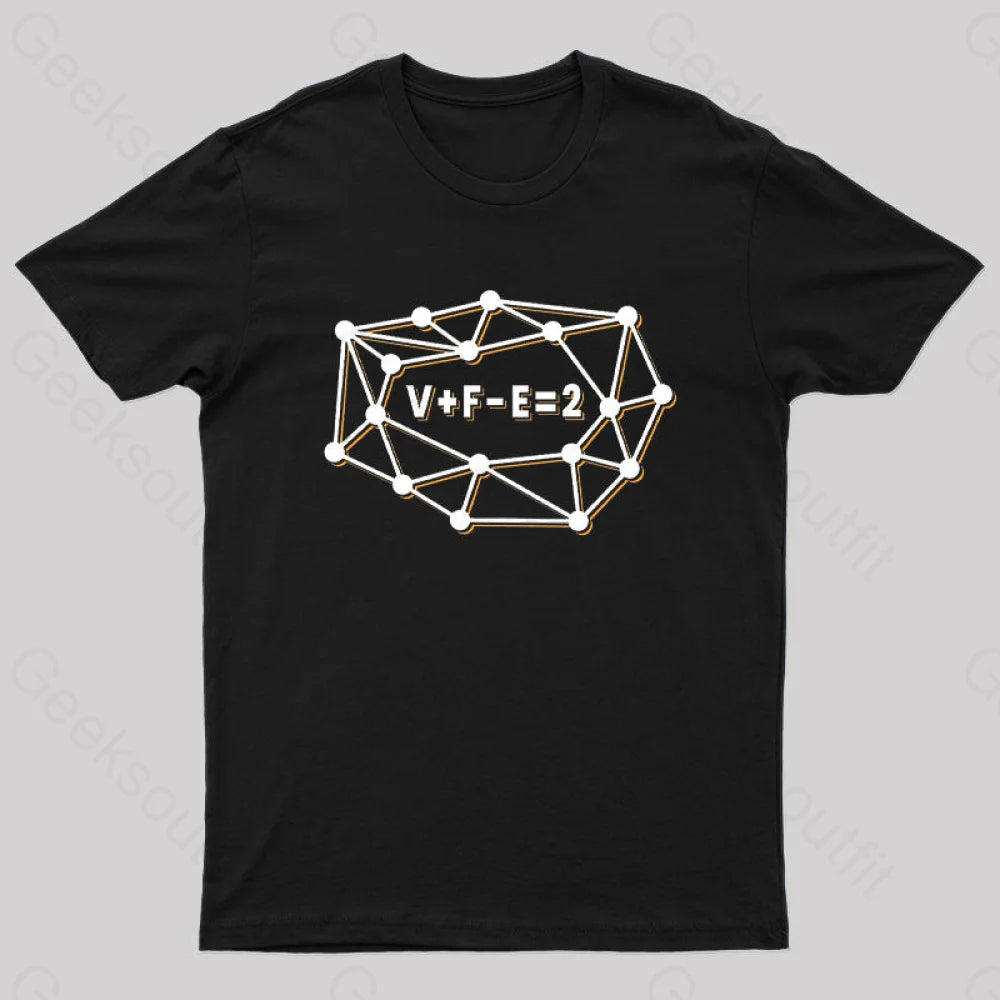 Euler’s Formula For Planar Graphs Geek T-Shirt Black / S