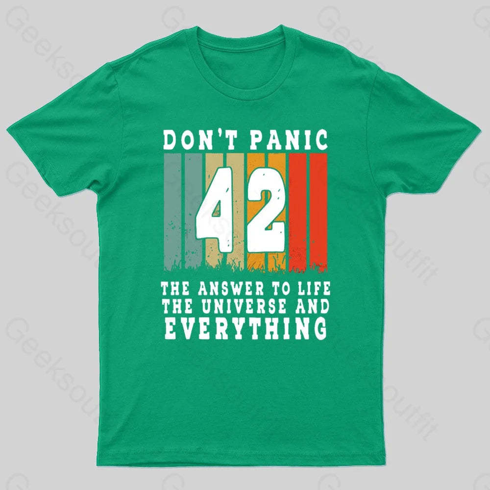 Everything Don’t Panic Nerd T-Shirt Green / S