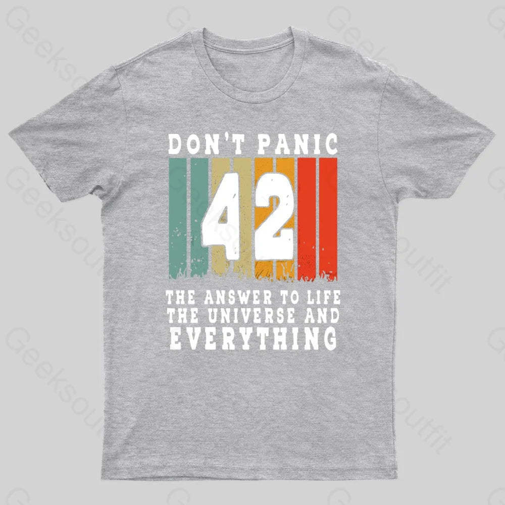Everything Don’t Panic Nerd T-Shirt Grey / S