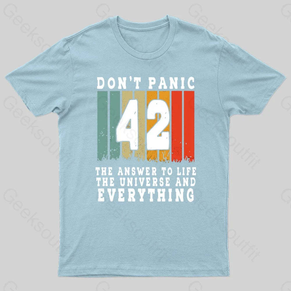 Everything Don’t Panic Nerd T-Shirt Light Blue / S