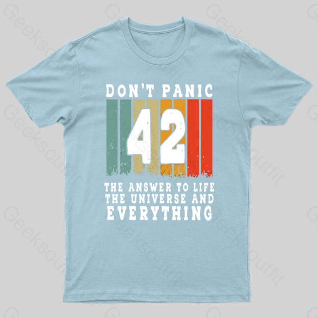 Everything Don’t Panic Nerd T-Shirt Light Blue / S