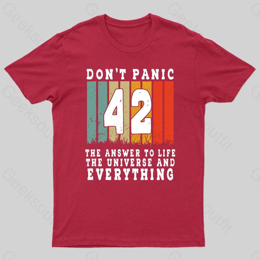 Everything Don’t Panic Nerd T-Shirt Red / S