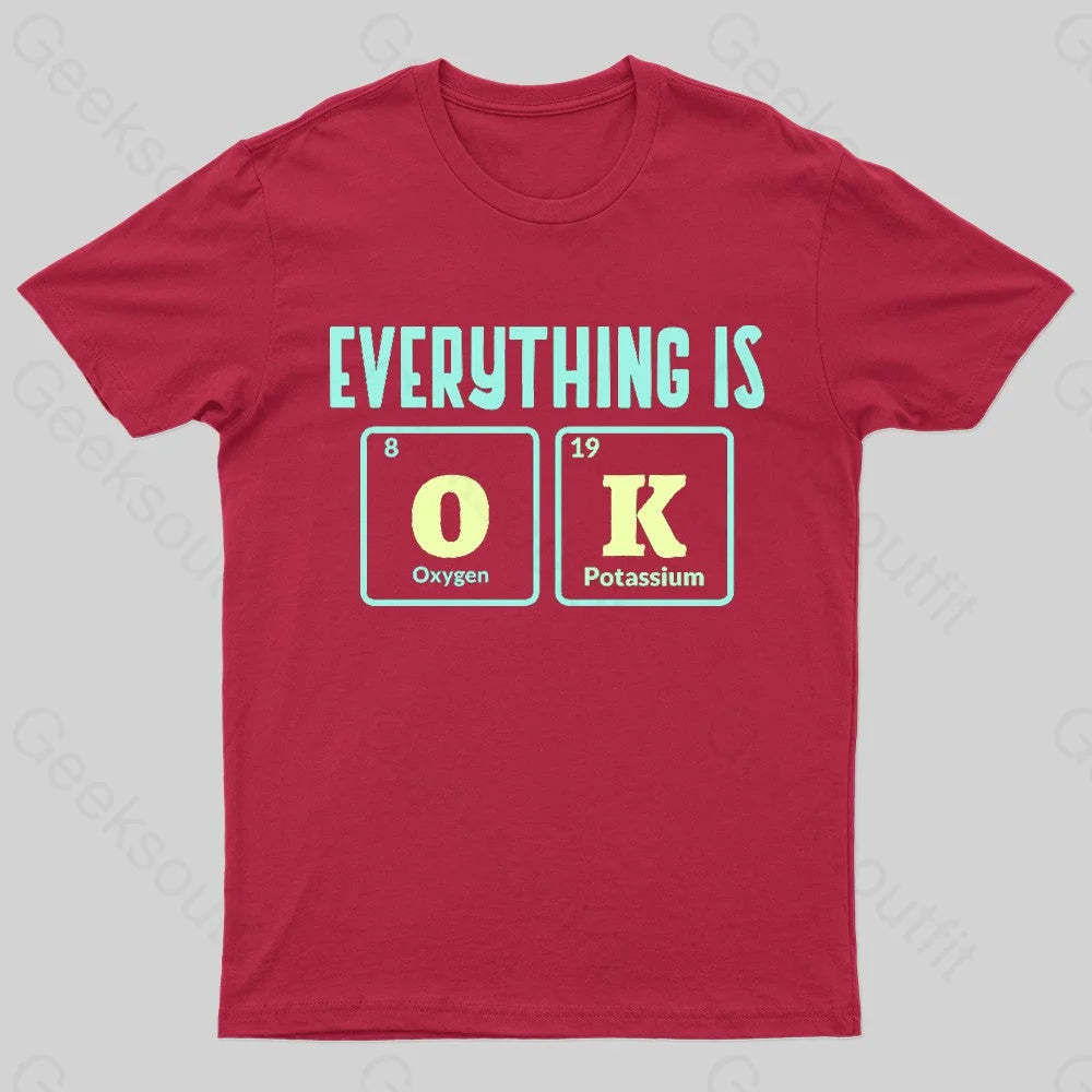Everything Is Ok Nerd T-Shirt Red / S