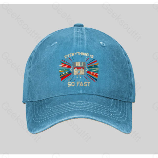 Everything Is So Fast Washed Vintage Baseball Cap Blue