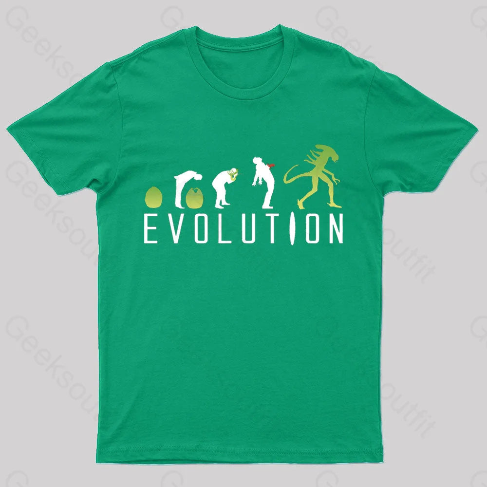 Evolution Of An Alien Nerd T-Shirt Green / S