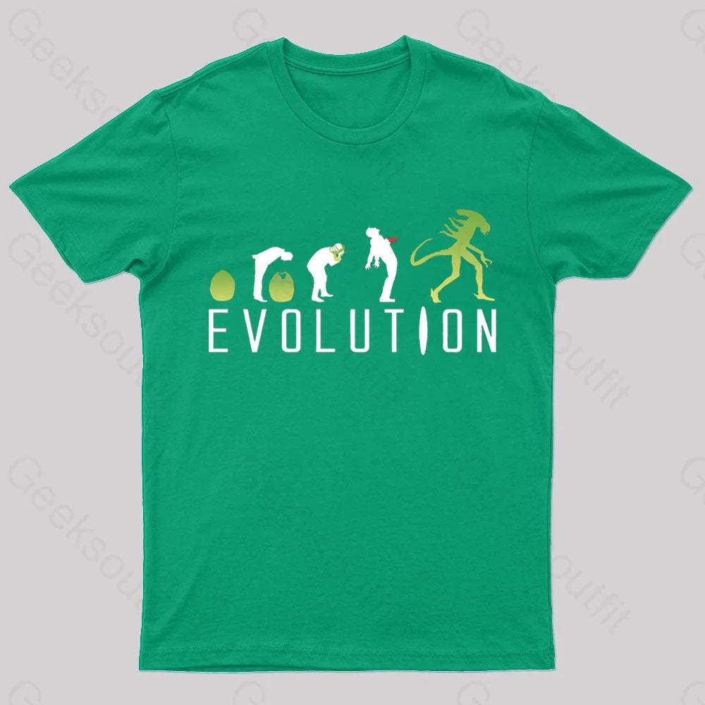Evolution Of An Alien Nerd T-Shirt Green / S