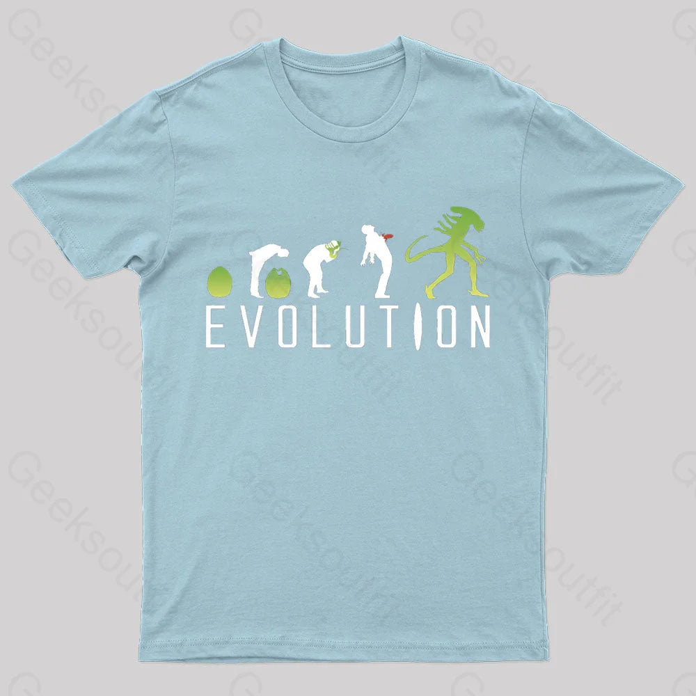 Evolution Of An Alien Nerd T-Shirt Light Blue / S