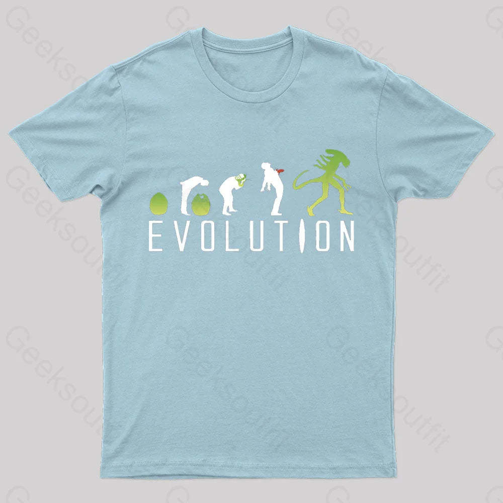 Evolution Of An Alien Nerd T-Shirt Light Blue / S