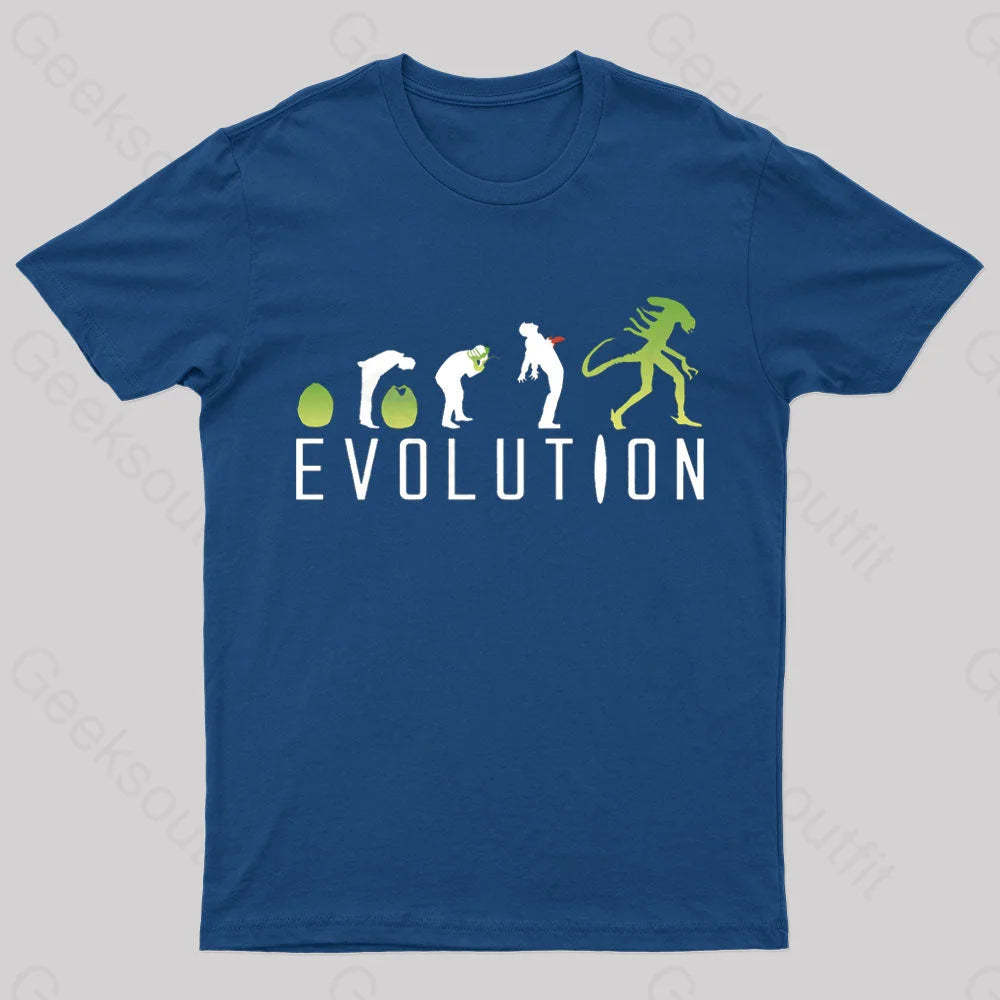 Evolution Of An Alien Nerd T-Shirt Navy / S