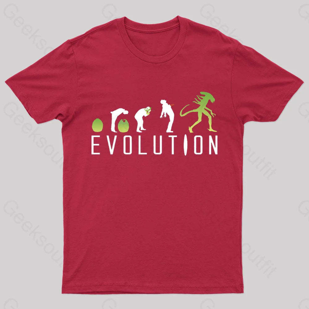 Evolution Of An Alien Nerd T-Shirt Red / S