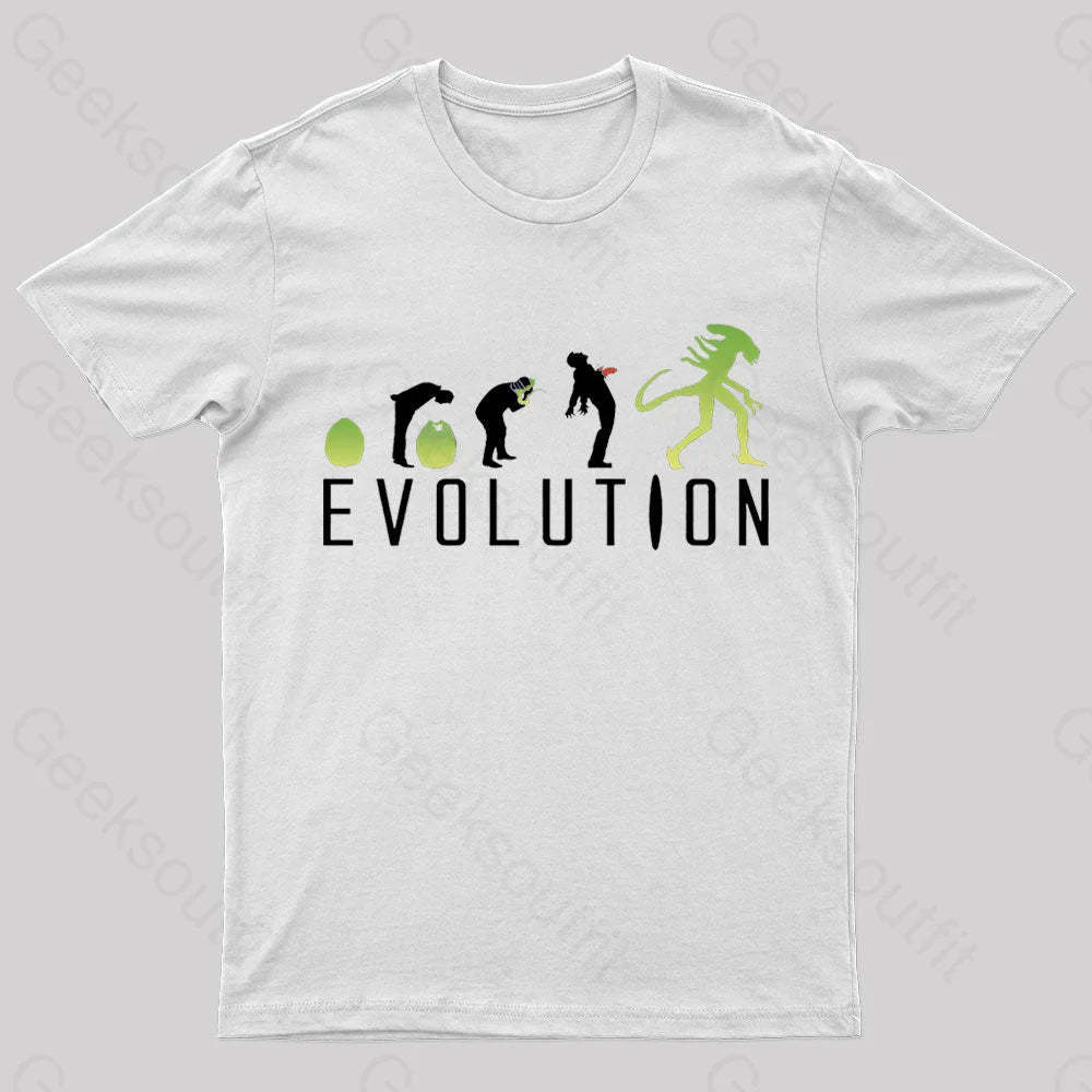 Evolution Of An Alien Nerd T-Shirt White / S