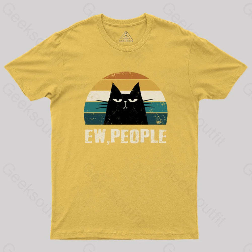 Ew People Funny Cat Geek T-Shirt Yellow / S