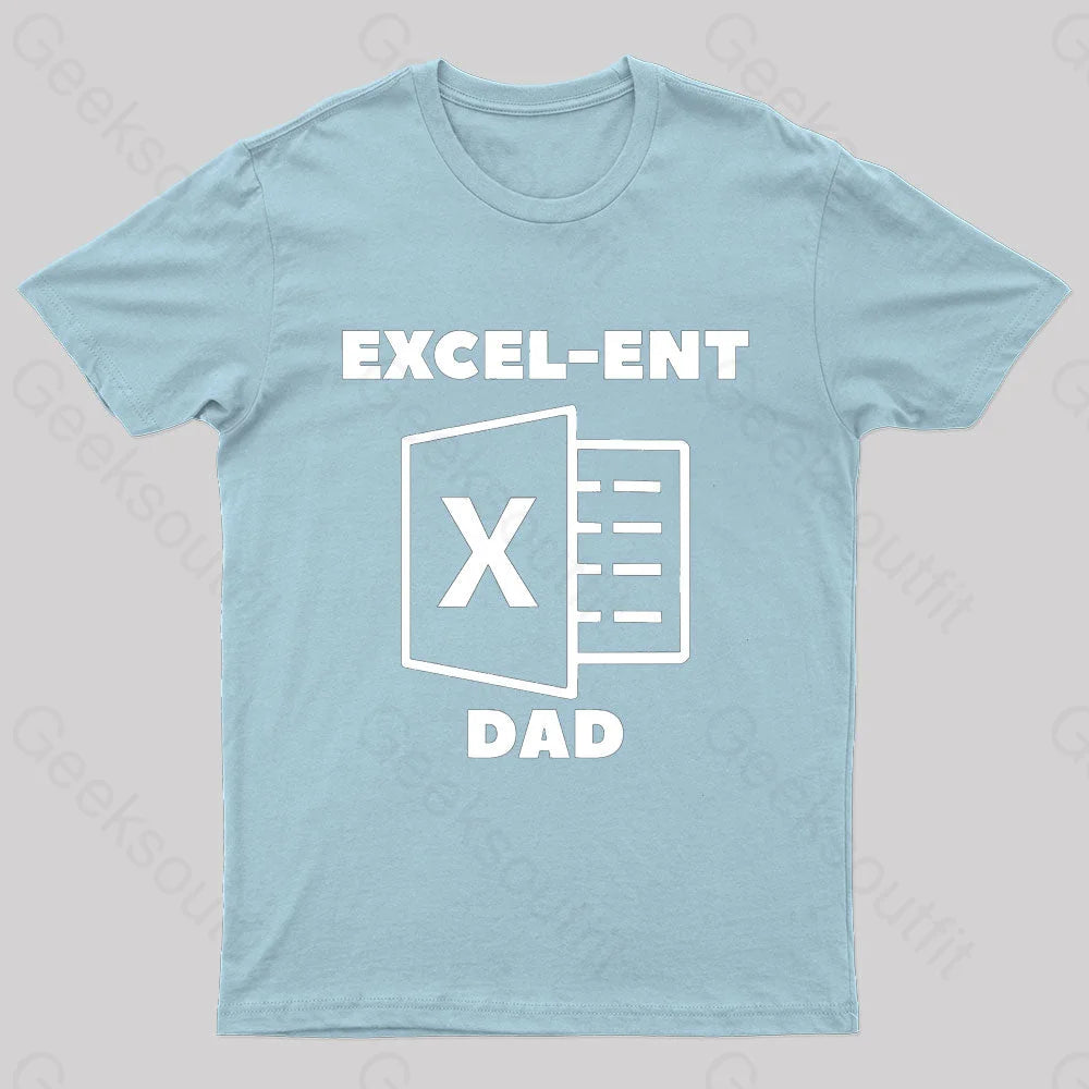 Excel-Ent Fathers Day Nerd T-Shirt Light Blue / S