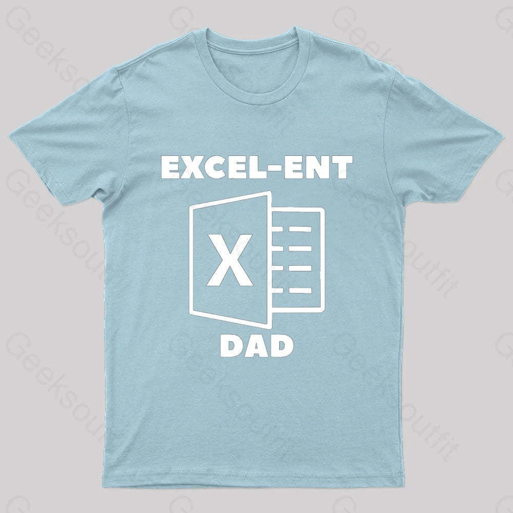 Excel-Ent Fathers Day Nerd T-Shirt Light Blue / S