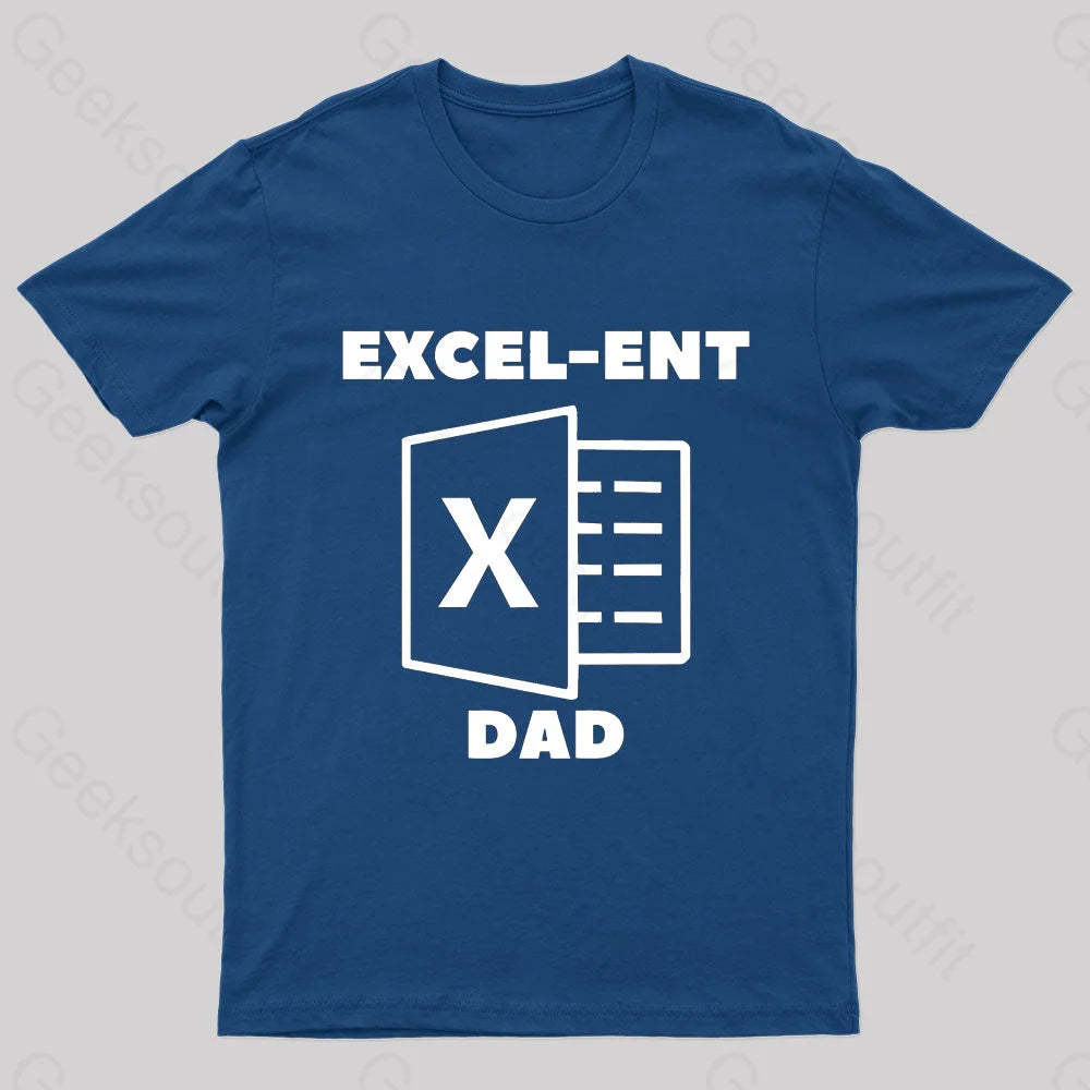 Excel-Ent Fathers Day Nerd T-Shirt Navy / S