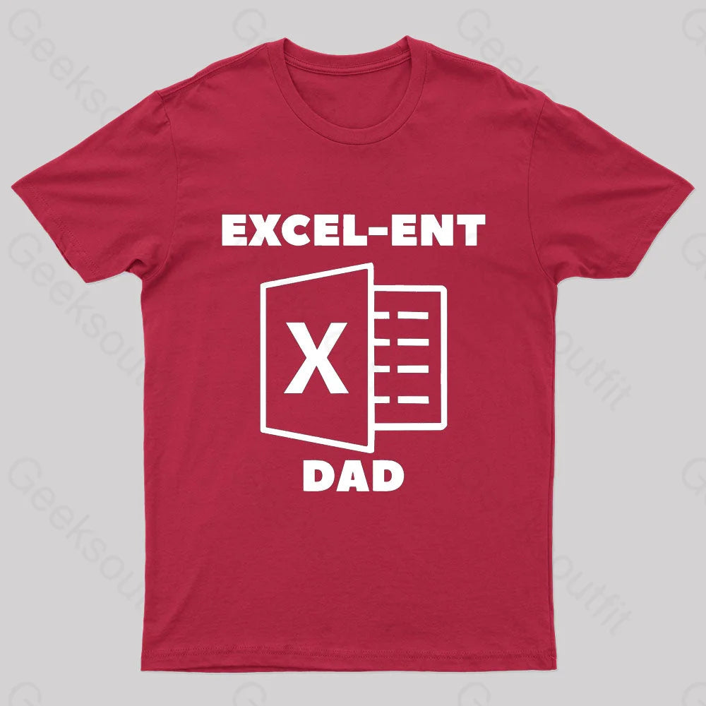 Excel-Ent Fathers Day Nerd T-Shirt Red / S