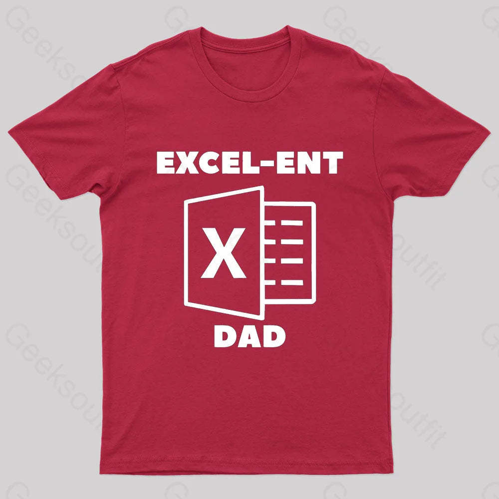 Excel-Ent Fathers Day Nerd T-Shirt Red / S