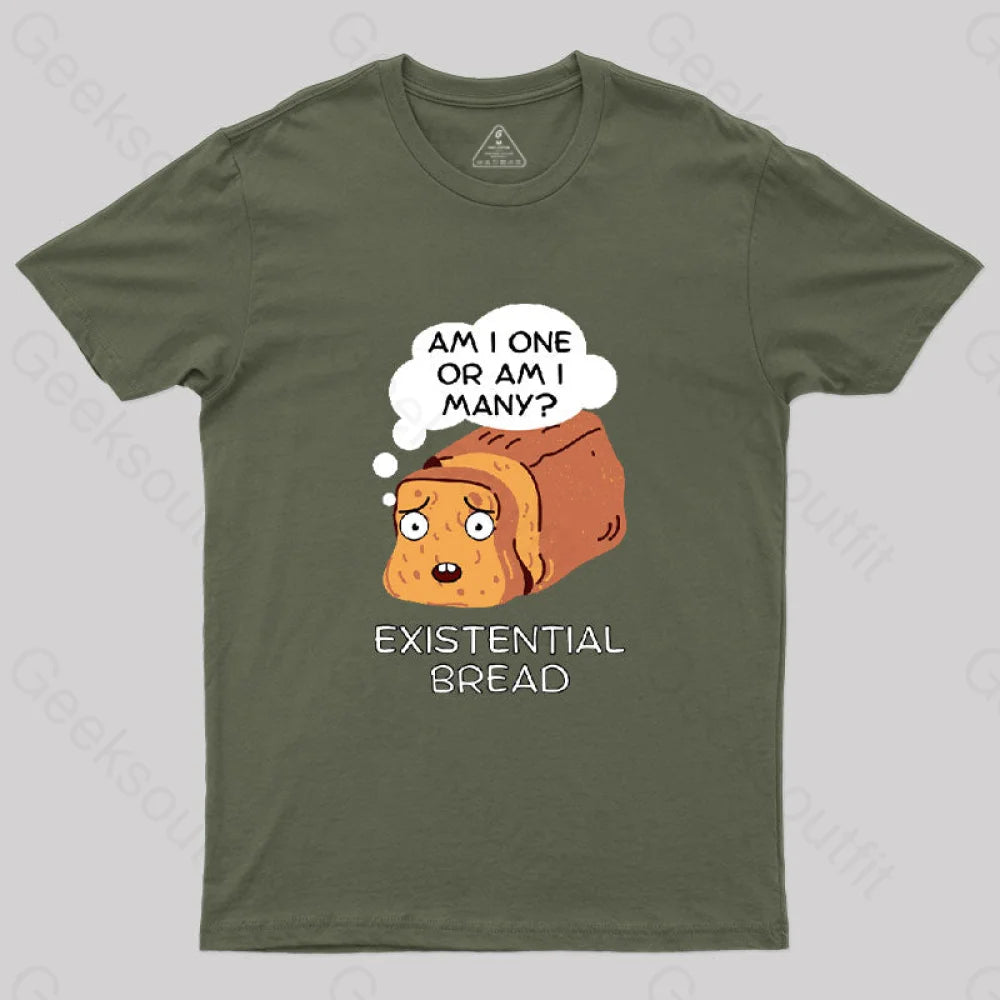 Existential Bread: Kawaii Bread Pun T-Shirt Army Green / S