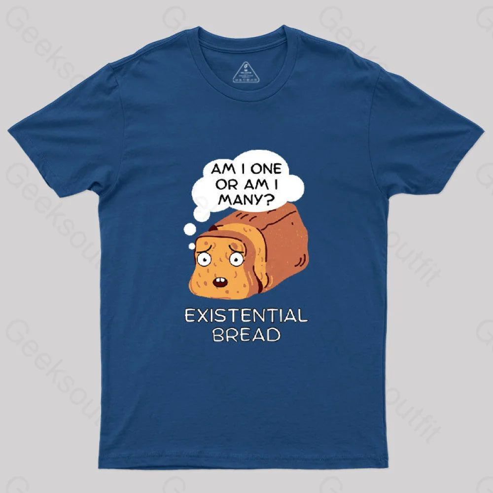 Existential Bread: Kawaii Bread Pun T-Shirt Navy / S