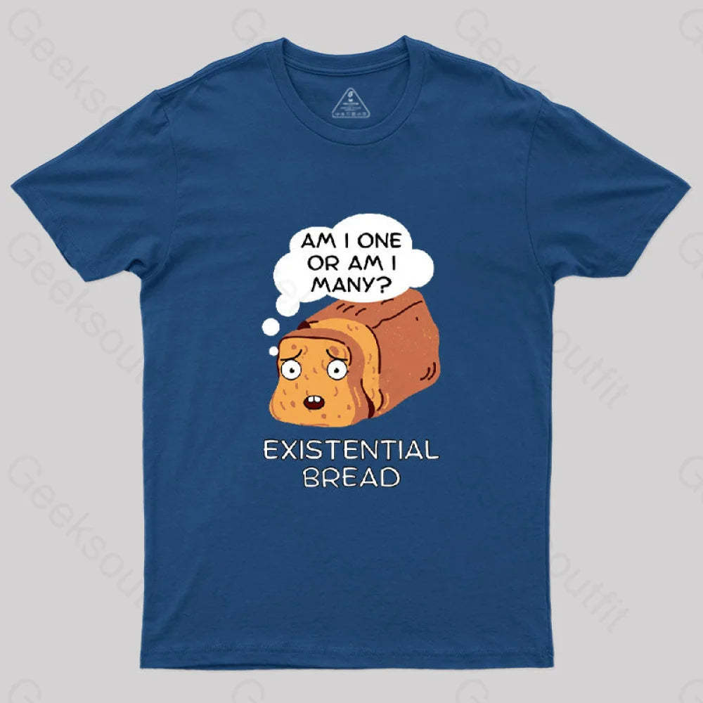 Existential Bread: Kawaii Bread Pun T-Shirt Navy / S