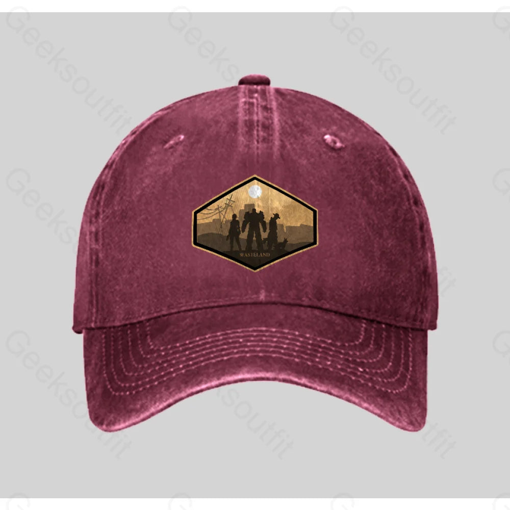 Explore Wasteland Washed Vintage Baseball Cap Red