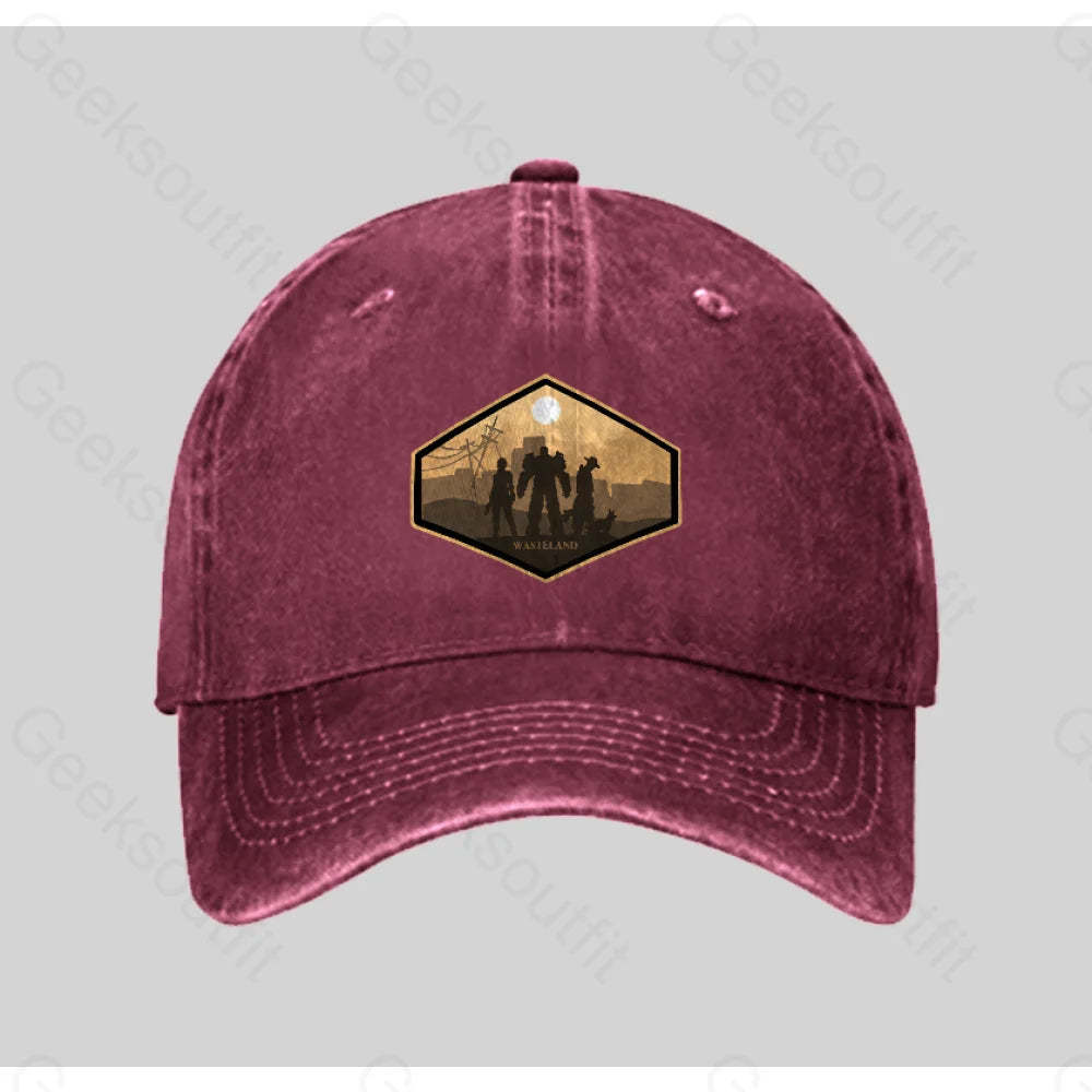 Explore Wasteland Washed Vintage Baseball Cap Red