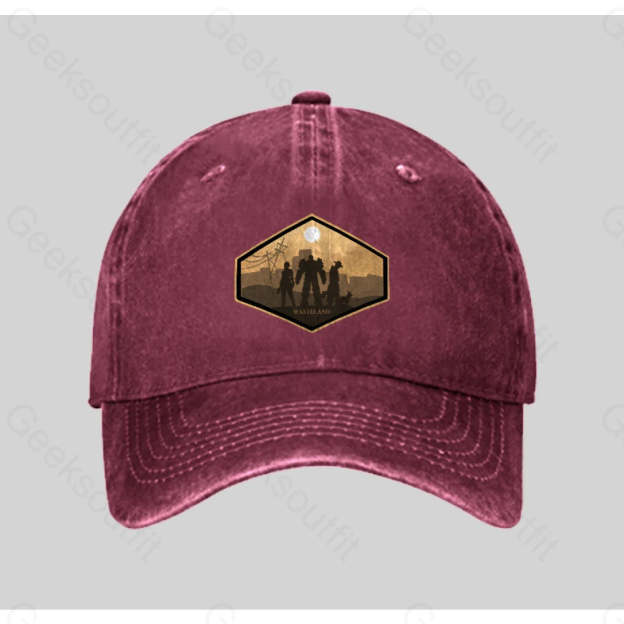 Explore Wasteland Washed Vintage Baseball Cap Red