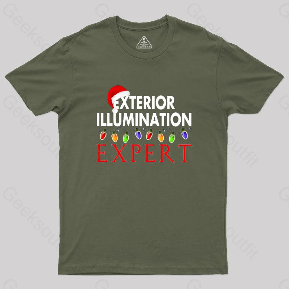 Exterior Illumination Expert Christmas Light Decorator Geek T-Shirt Army Green / S