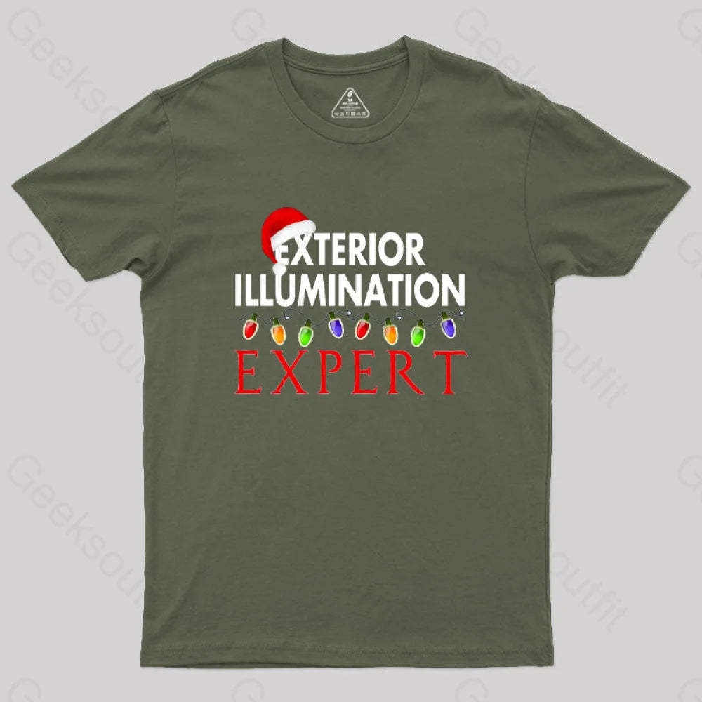 Exterior Illumination Expert Christmas Light Decorator Geek T-Shirt Army Green / S